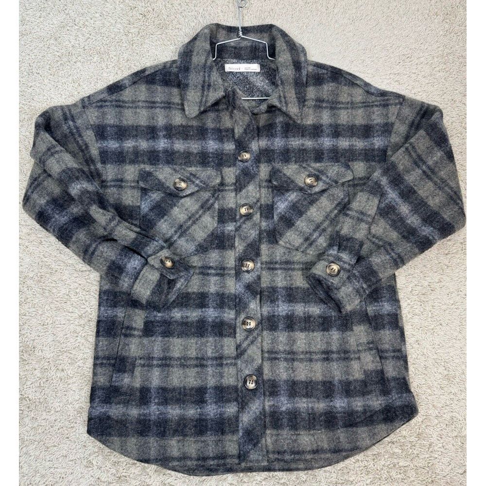 Becool Women's Thick Button Up Flannel Shirt Shacket Jacket Size S/M Pockets